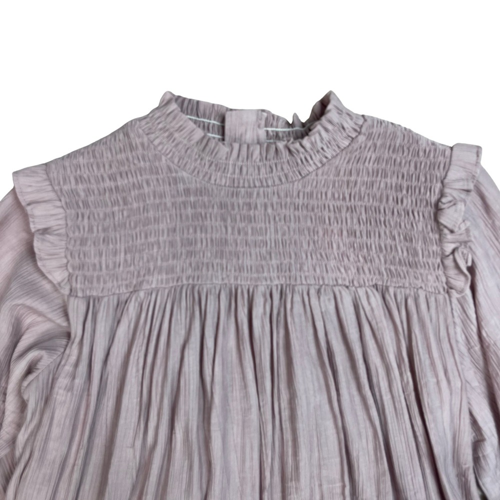 Girls Smocked Neckline Ruffle Dress Long Sleeve Mauve Sz 8 Cottagecore Whimsical - Picture 5 of 9